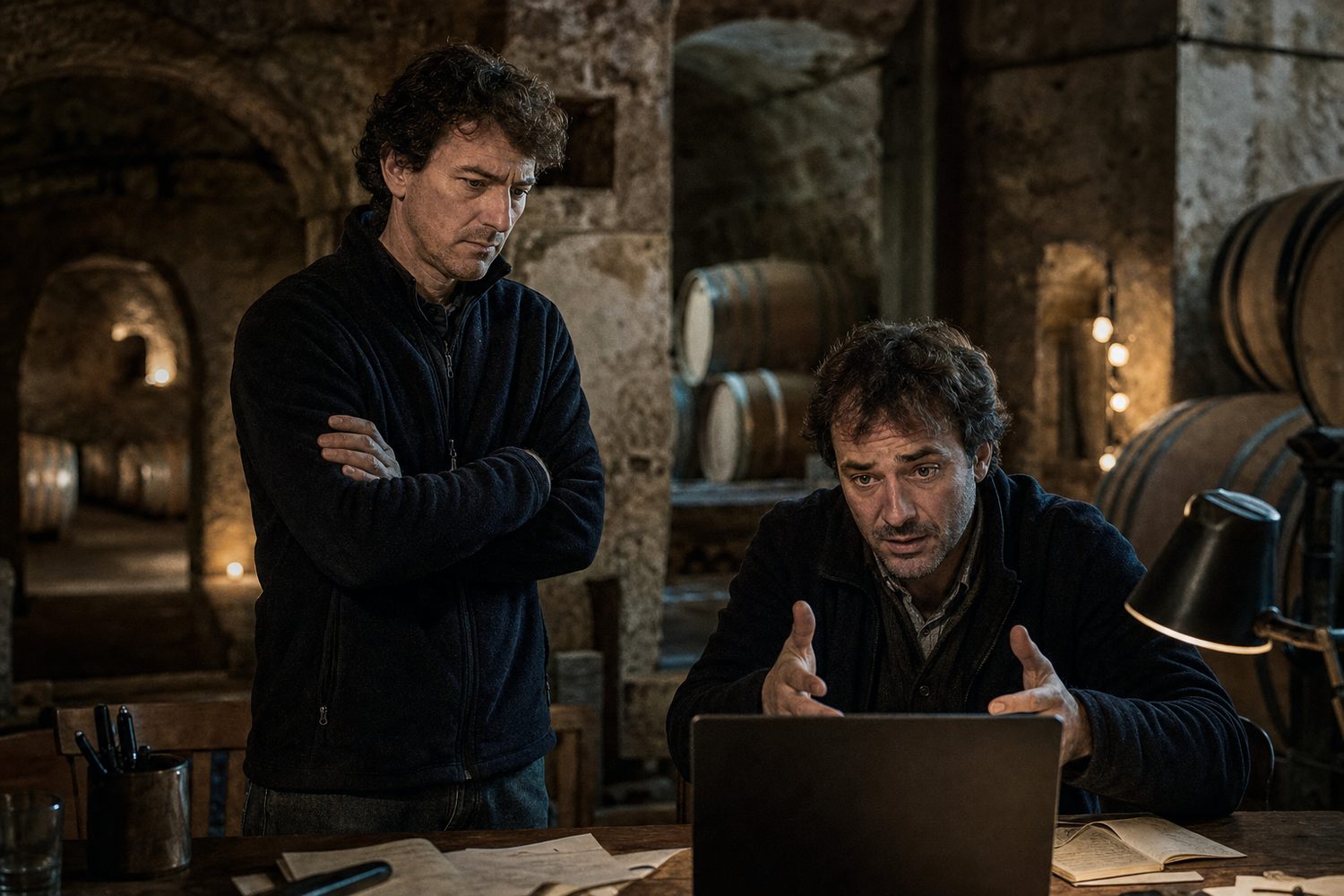 A Chinon winemaker negotiating firmly across a tasting table